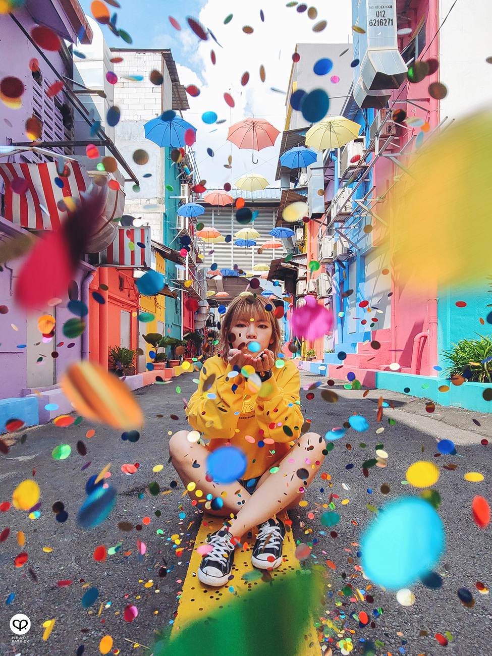 heartpatrick urban exploring colorful backlane brickfield umbrella