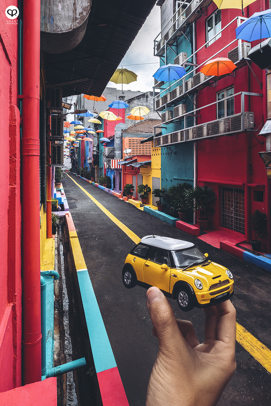 heartpatrick urban exploring colorful backlane brickfield umbrella