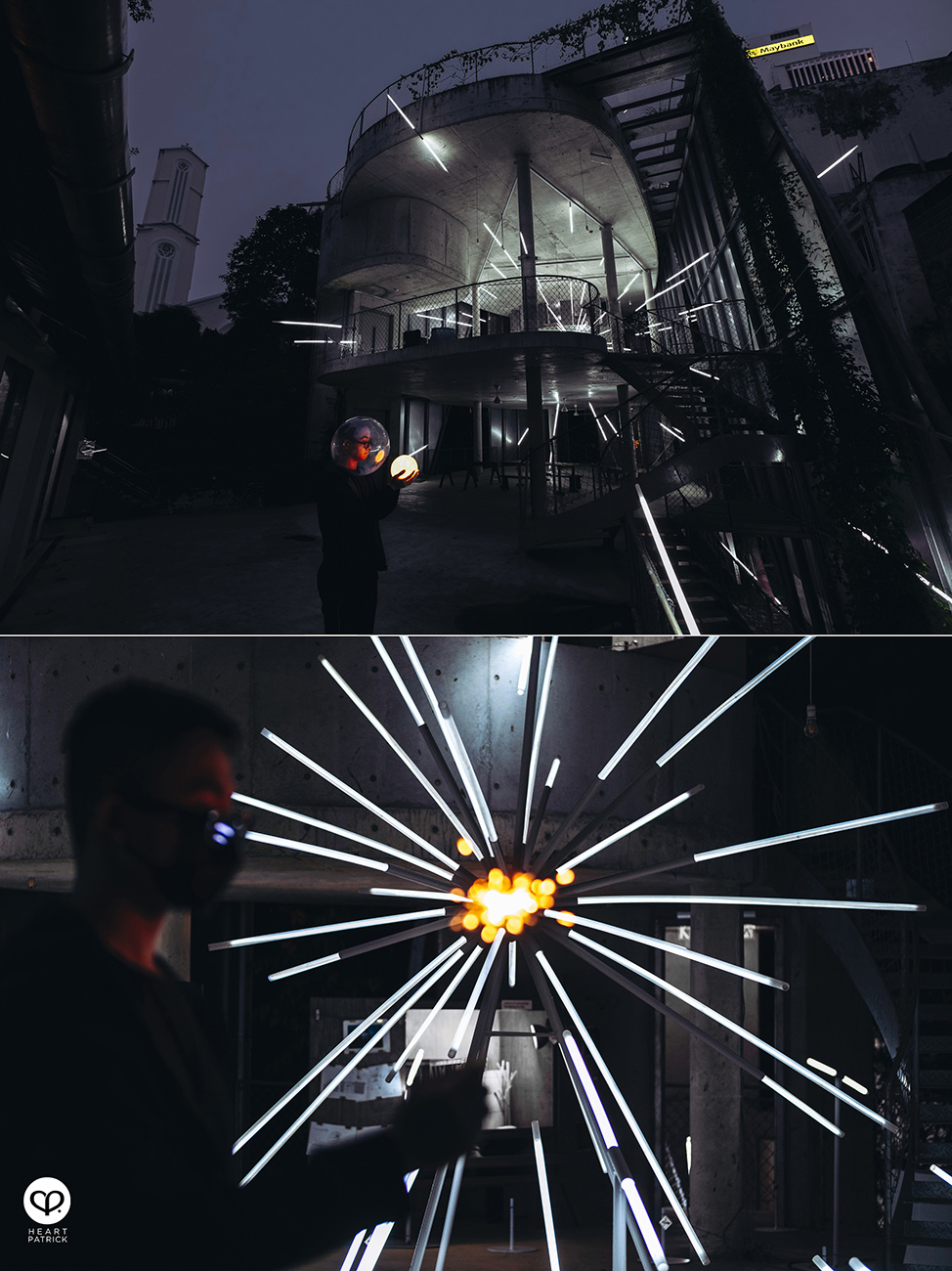 heartpatrick urban exploring star kl light installation jun ong godown