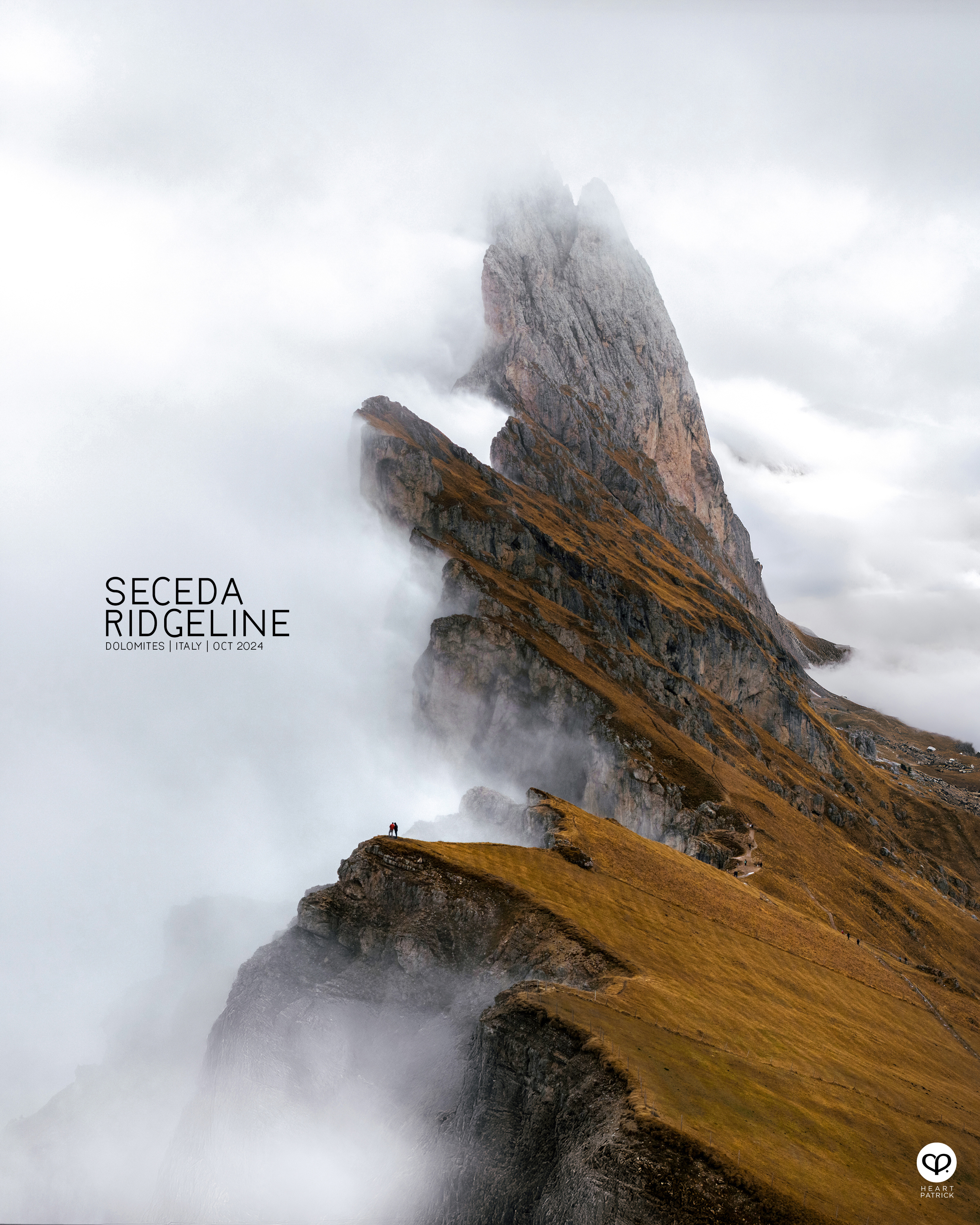 heartpatrick travel aerial photography seceda ridgeline dolomites italy
