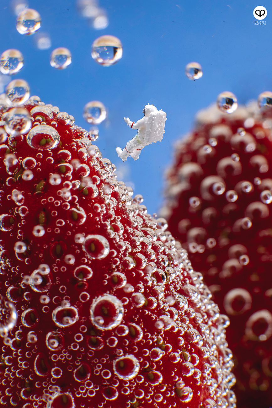 heartpatrick product miniature photography astronaut fizzy ocean fruits