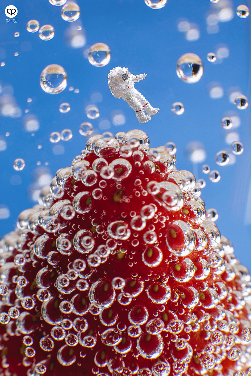 heartpatrick product miniature photography astronaut fizzy ocean fruits