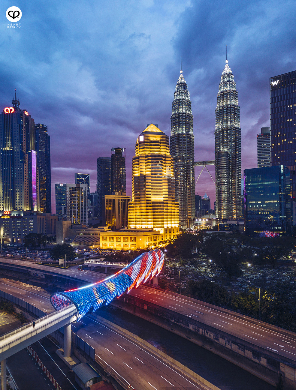 heartpatrick urban exploring architecture aerial photography saloma link bridge klcc veritas architects
