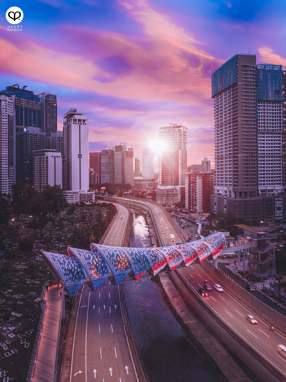 heartpatrick urban exploring architecture aerial photography saloma link bridge klcc veritas architects