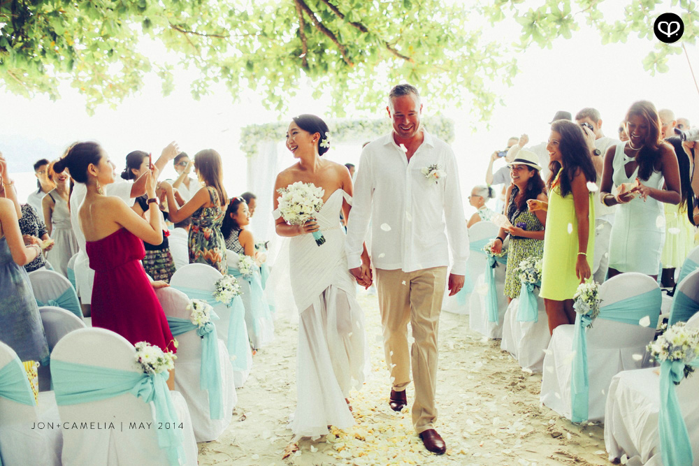 actual-day beach wedding and dinner reception at the Andaman Langkawi Malaysia